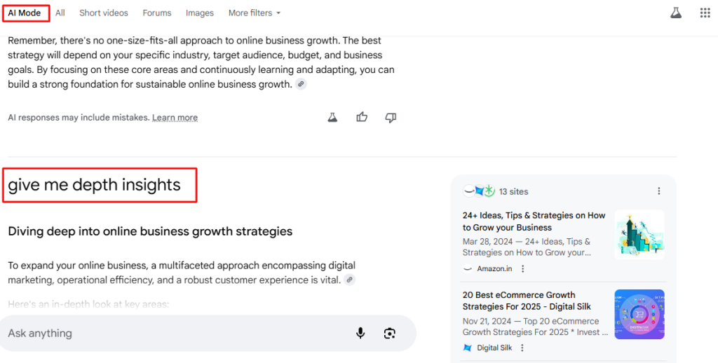 give me depth insights